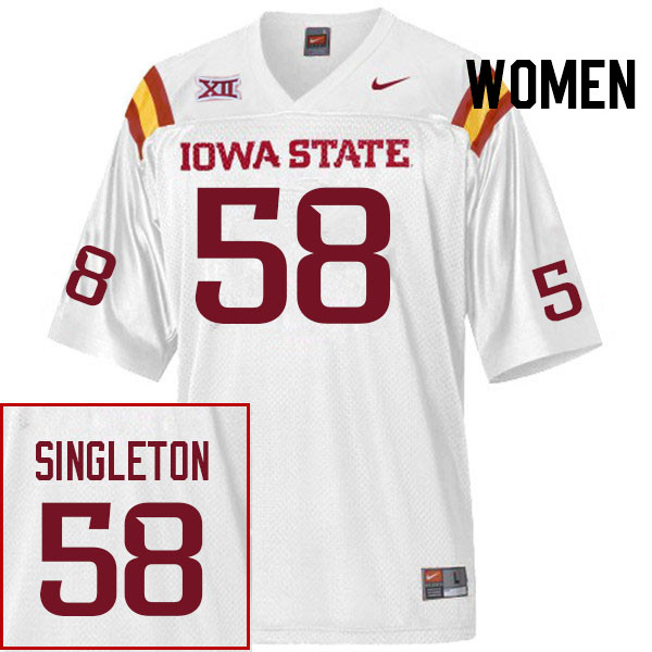 Women #58 J.R. Singleton Iowa State Cyclones College Football Jerseys Stitched Sale-White
